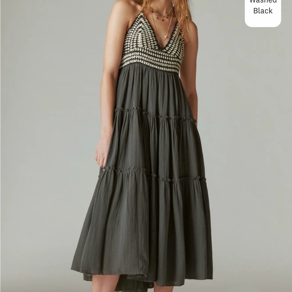 Lucky Brand Crochet Trim Maxi Dress